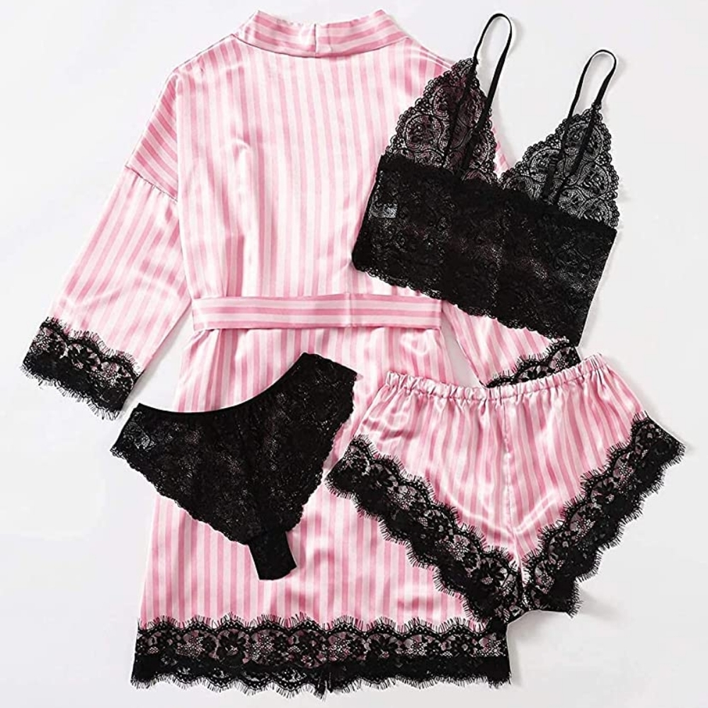 Womens Silk Satin Pajamas Set XL